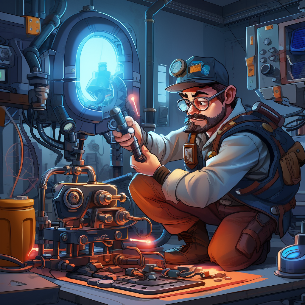 Cartoon of a NYC Plumber from the Future. CID Plumbing paves the way of advancing the NYC plumbing industry investing in the latest technologies.