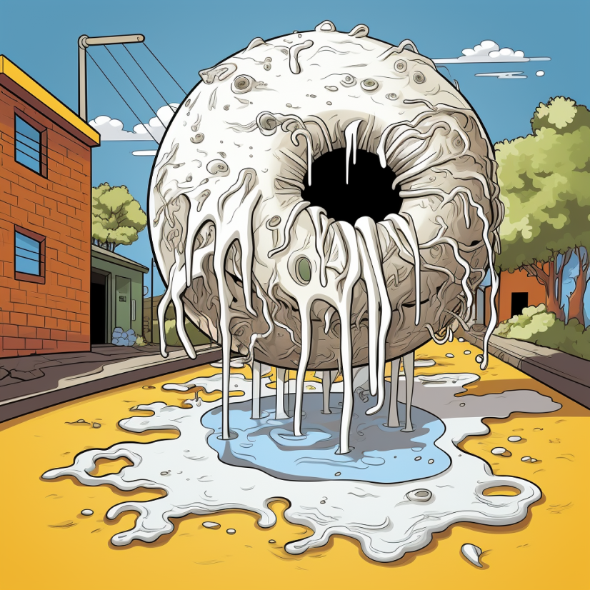 Cartoon representation of the fatberg, a big ball of flushable wipes that was found in NYC's sewer system.