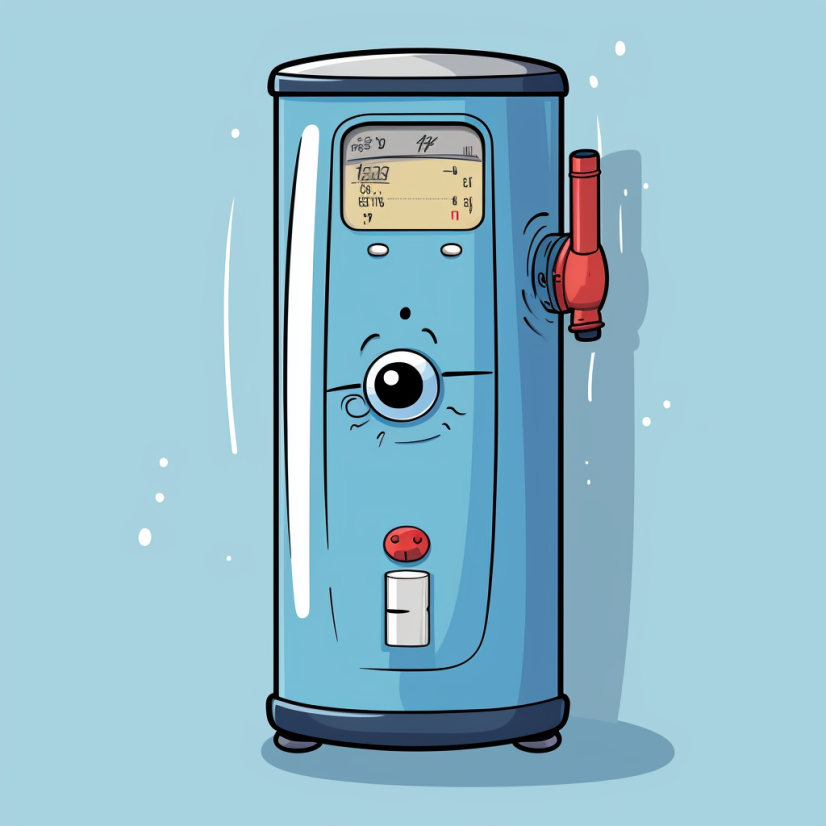 Cartoon of a Brooklyn water heater set to the optimal temperature.