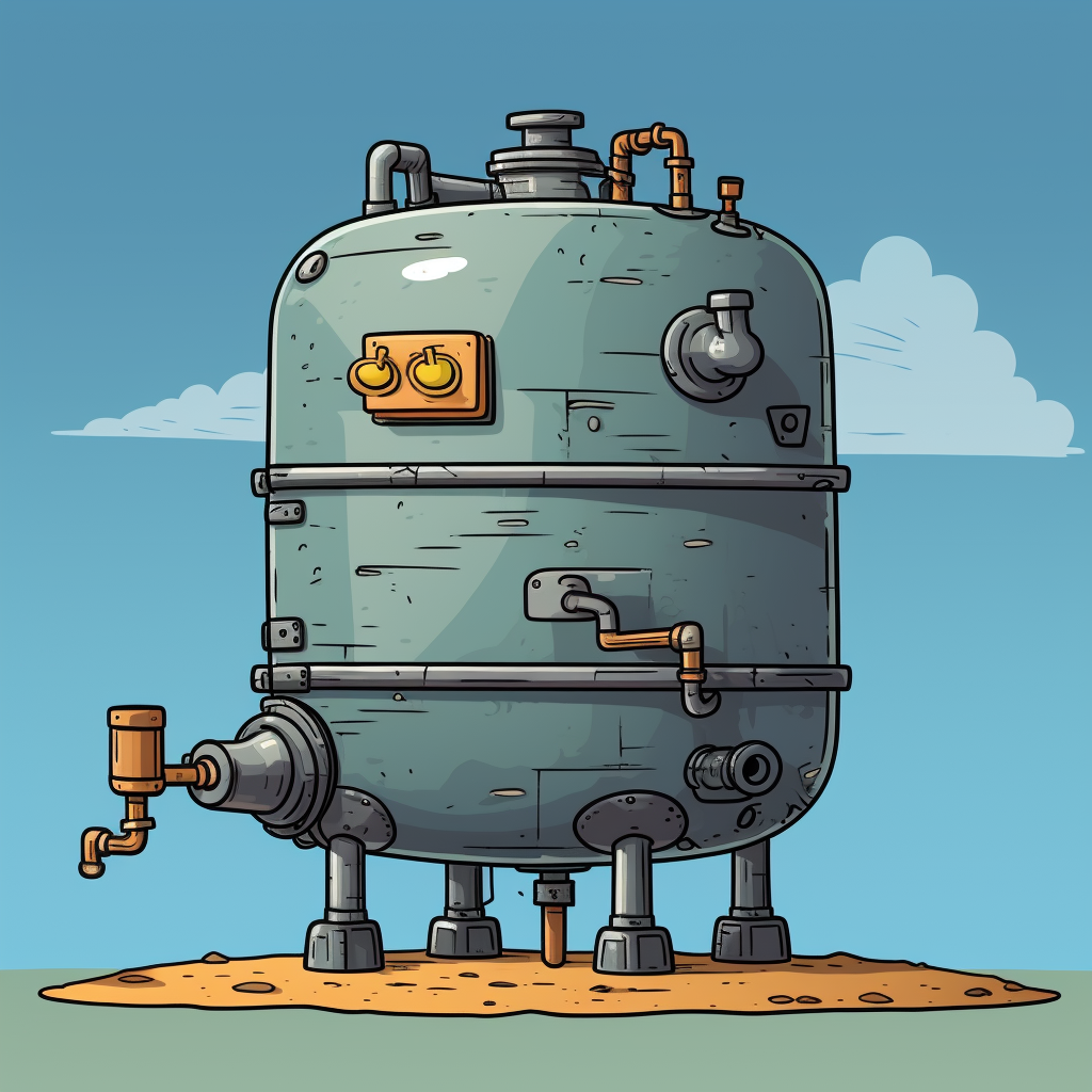 AI generated cartoon image of a water pressure tank.